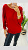 1-A2054CC Red Shimmer Batwing Top