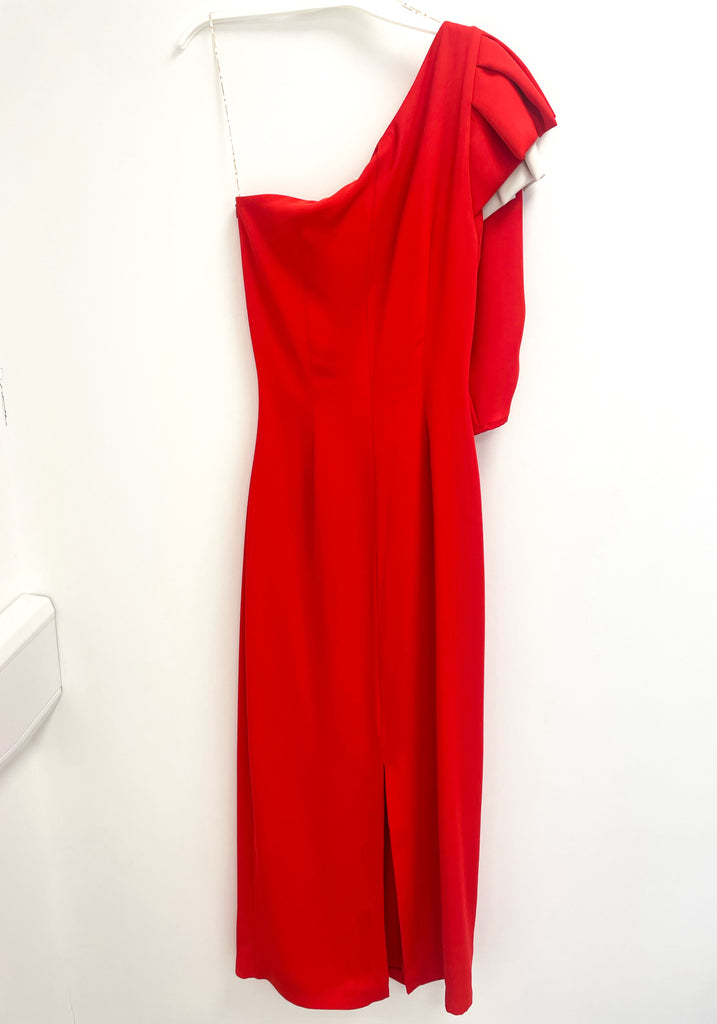 4-A1603 Portia Coral Red One Shoulder Dress