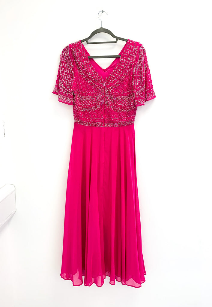 4-A1801 Kirby Pink Embellished Flare Dress