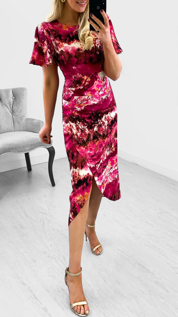 4-A1913 Pink Marble Print Lucia Dress