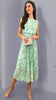 A1709 Spicy Mint Floral Print Pleat Dress