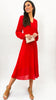 A1990 Red Sleeved Loose Top Dress