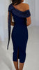 A1994 Navy Bandage Sequin Trim Dress