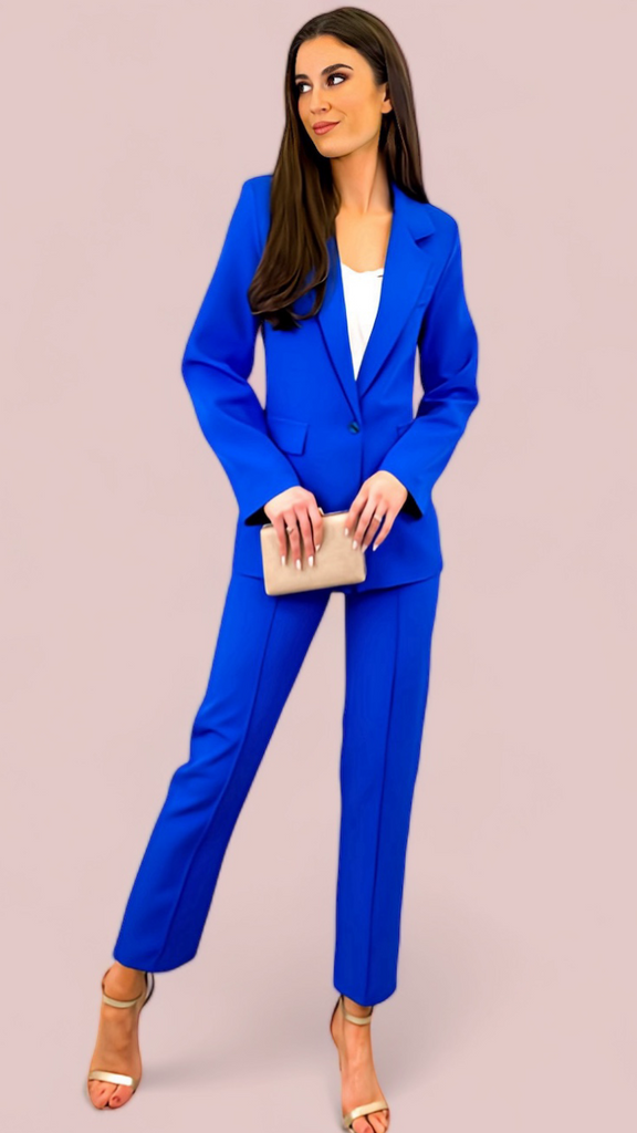 Natural Stretch Twill Suit Pants - Royal Blue | Charles Tyrwhitt