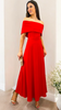 4-A1776 Senis Red Bardot Flare Dress