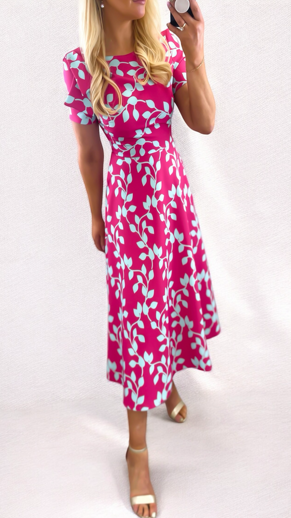 A2190 Pink/Aqua Emery Flare Dress