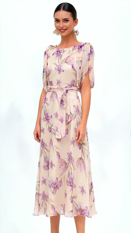 A2080 Sleeved Wine Elena Ruched Dress