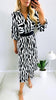 A2046 Lina Black/White Printed Shirt Dress