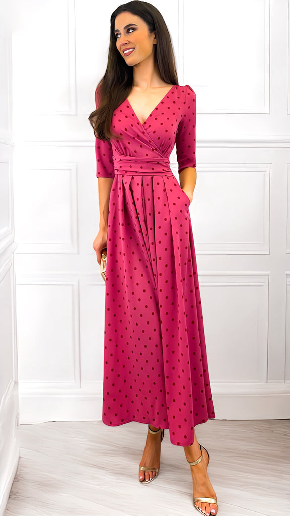 4-A1803 Fallon Pink Dotty Jersey Dress