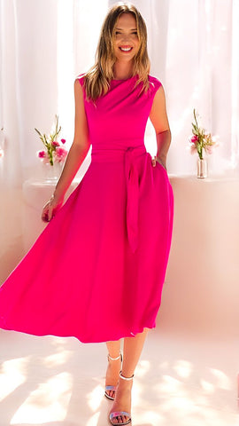 A2161 Orina Pink Flare Dress