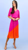 4-A1656 Pink/Orange Loose Top Pleat Dress