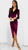 A1891 Wine Velvet Faux Wrap Dress