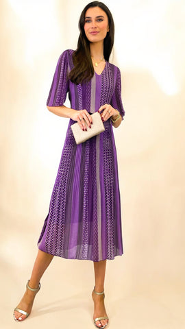 4-A1706 Lilac Layered Shift Style Dress