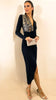 4-A1908 Black/Leopard Contrast Faux Wrap Dress