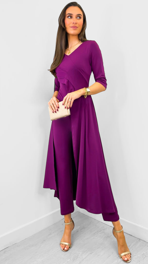 4-A1911 Purple Skirted Jumpsuit