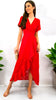 4-A1786 Farren Red Wrap Look Dress