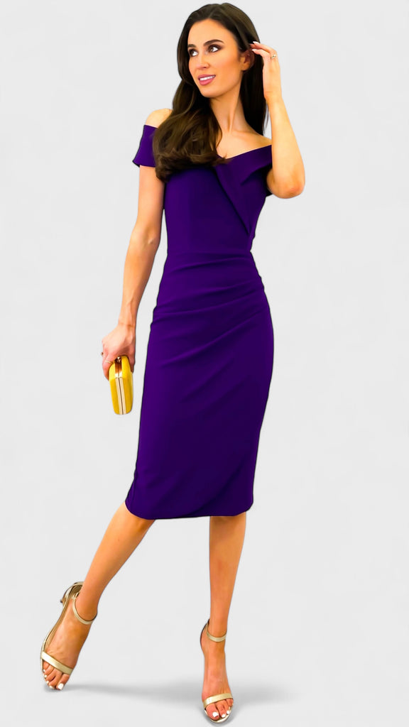 A1812 Fenella Purple Drape Skirt Dress