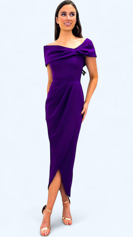 4-9596 Aqua Wrap Look Midi Dress