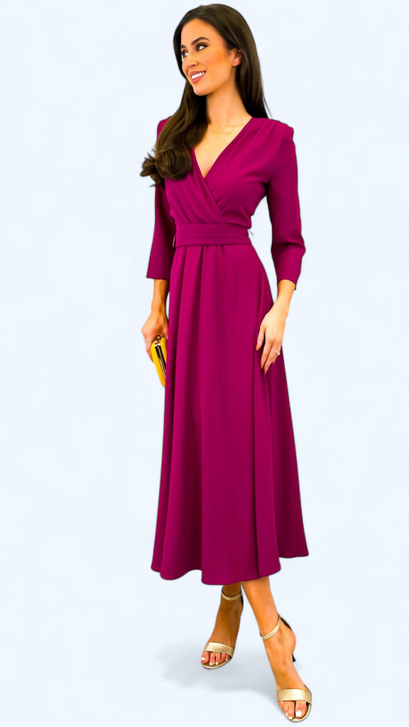 4-A1837 Avelin Magenta Flare Dress