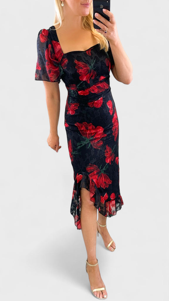 A1839 Heidi Black/Red Floral Dress