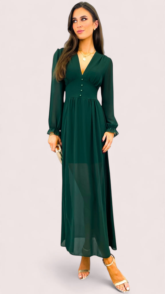 A2096 Green Dilys Button Dress