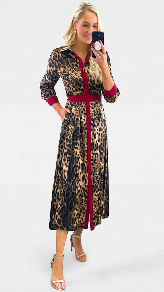 A2105 Angela Animal Print Shirt Dress