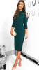 A2115 Green Cold Shoulder Pencil Dress