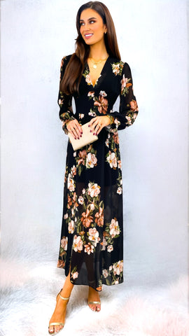 A2117 Ruthy Blue Floral Wrap Dress