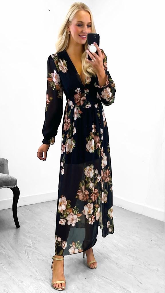 A2118 Black Print Dilys Dress