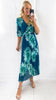 A2125 Teal Print Inia Pleat Dress