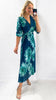 A2125 Teal Print Inia Pleat Dress