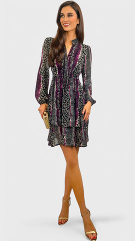 A2145 Ellya Pink Faux Wrap Dress