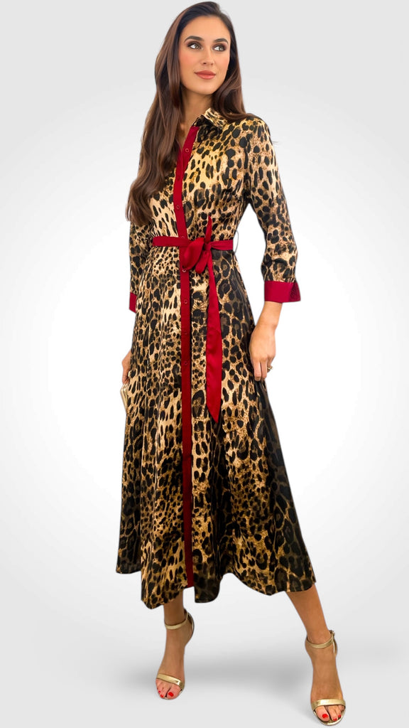 A2105 Angela Animal Print Shirt Dress