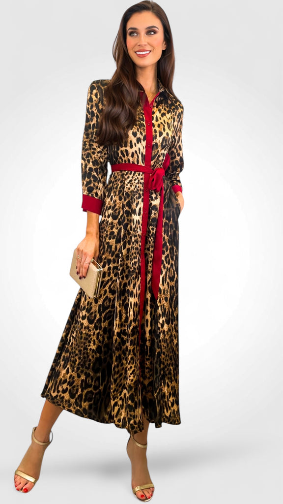 A2105 Angela Animal Print Shirt Dress