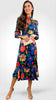 A2143 Michi Black Floral High Neck Dress