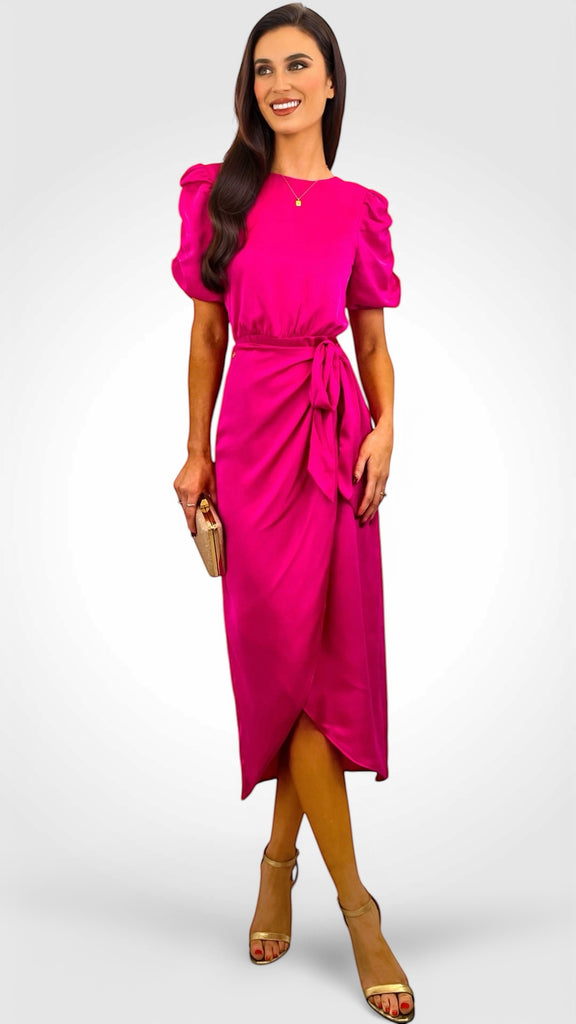 A2145 Ellya Pink Faux Wrap Dress