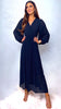 A2150 Navy Ciana Pleated Midi Dress