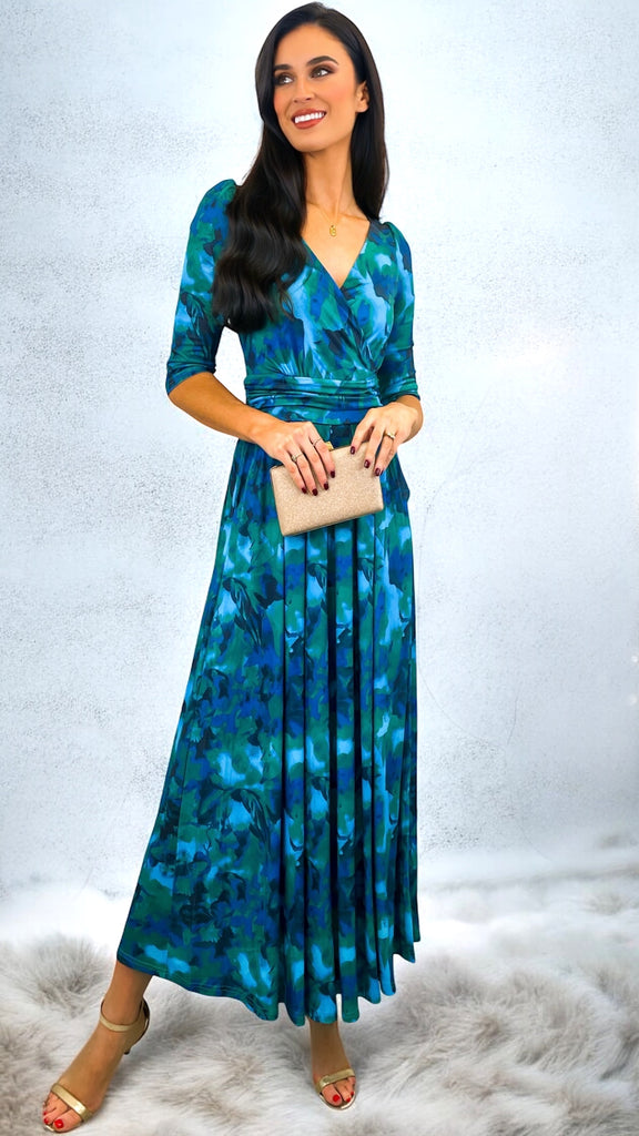 A2152 Peacock Teal Jersey Dress