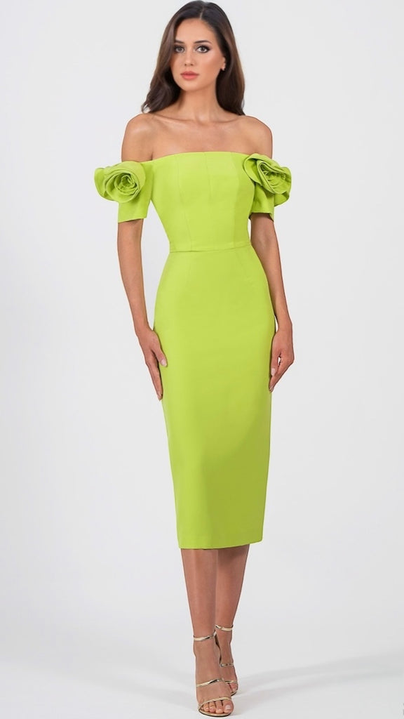 A2159 Faustina Pistachio Bardot Dress