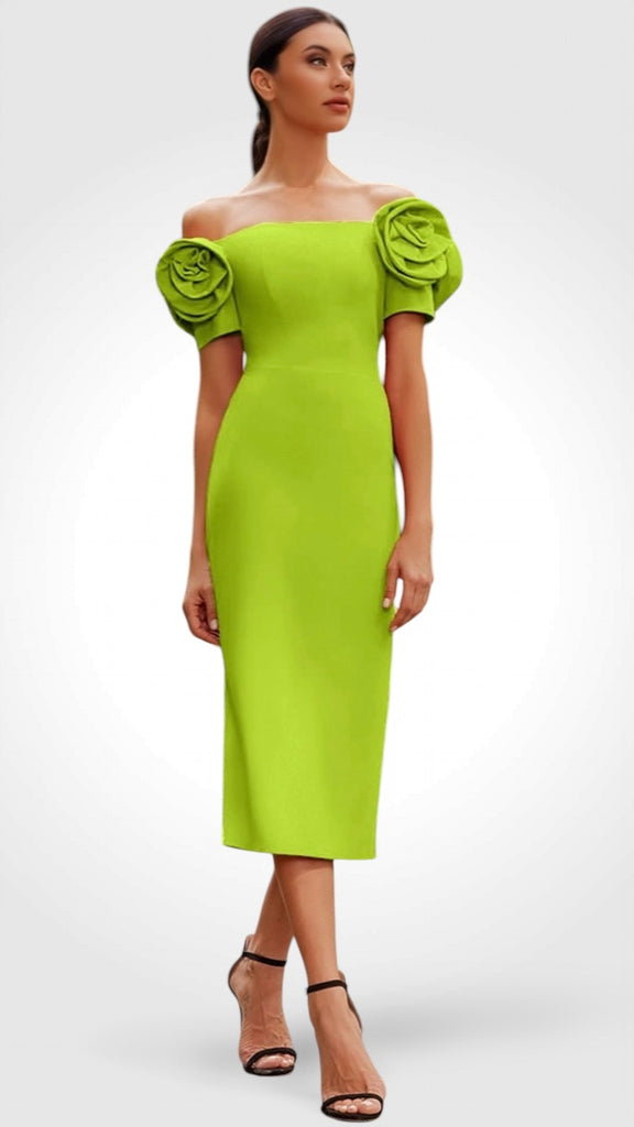 A2159 Faustina Pistachio Bardot Dress