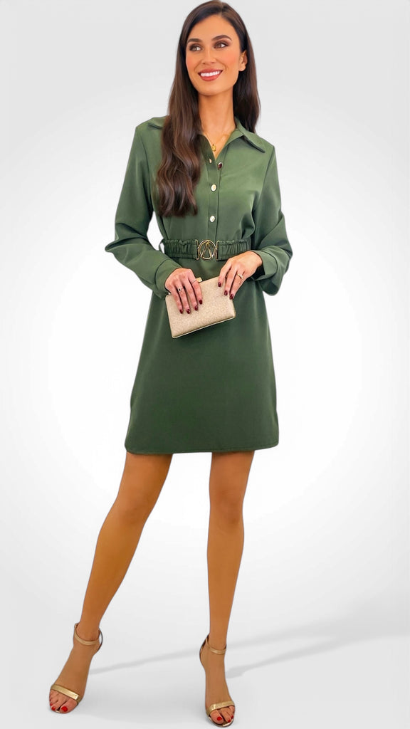 A2162 Meyra Khaki Shirt Dress