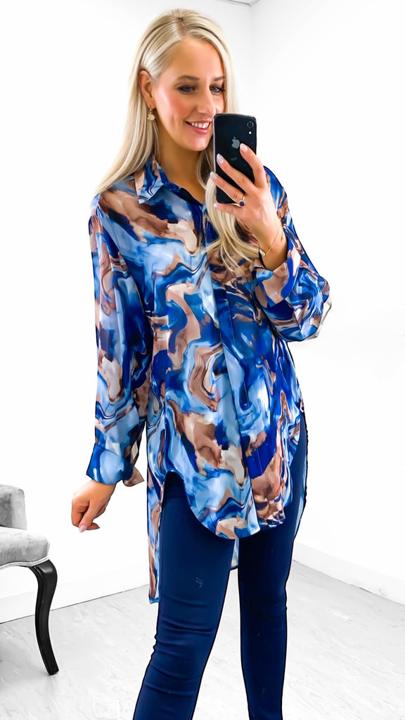 A2165 Madrigal Royal Print Shirt Top