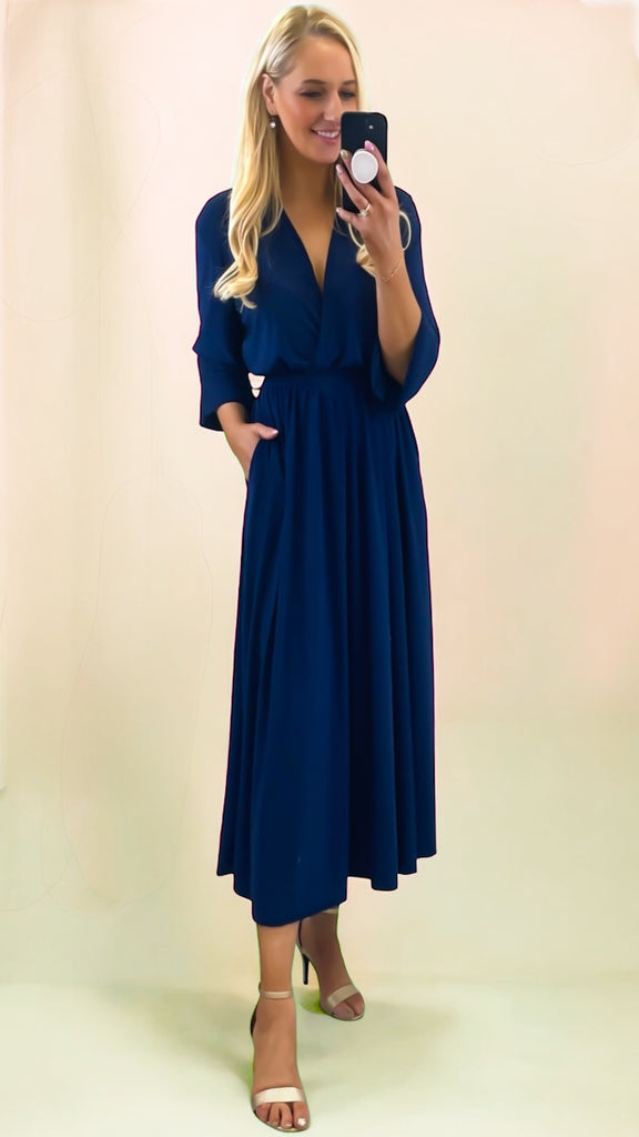 A2183 Navy Slinky Jersey Dress (18-22)