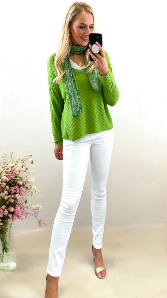 A2187 Pistachio 2pce Top With Scarf