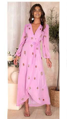 A2171 Miral Pink Floral Shirt Dress