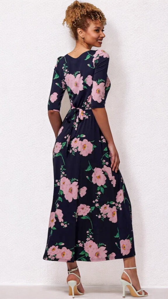 A2200 Navy Floral Goldie Midi Dress