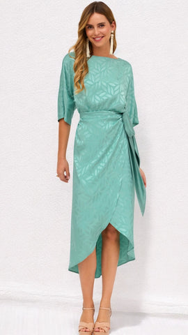 A2198 Baby Blue Print Inia Pleat Dress