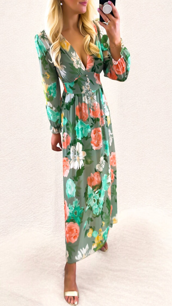 A2209 Mint Floral Print Dilys Dress