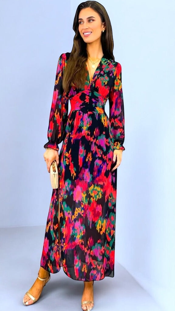 A2210 Vibrant Multi Print Dilys Dress