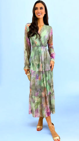 A2080 Sleeved Wine Elena Ruched Dress